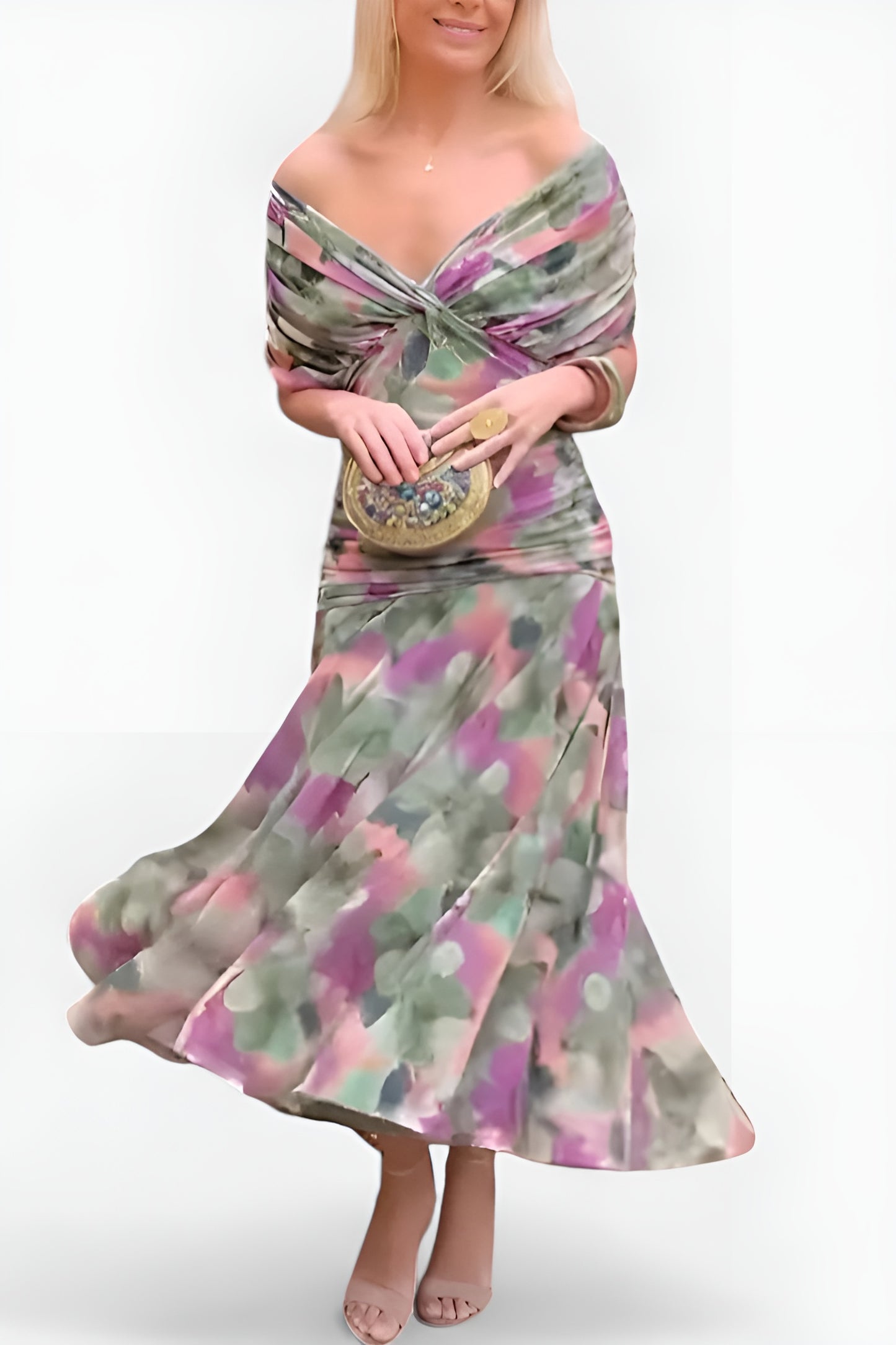 Alondra™ – Robe Longue Fleurie à Col en V