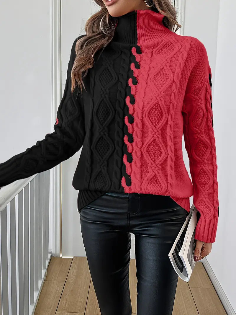 Isolde™ - Pull Tendance à Rayures avec Col Montant