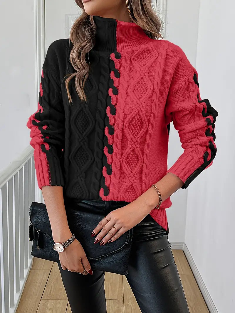 Isolde™ - Pull Tendance à Rayures avec Col Montant