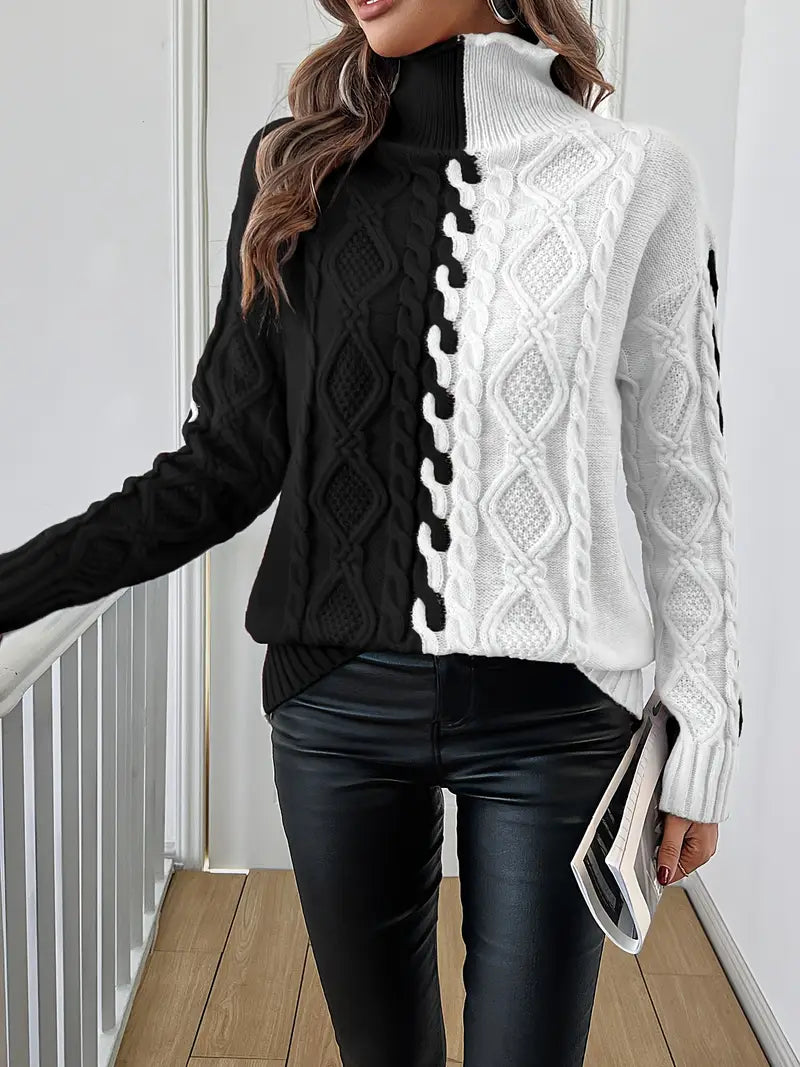 Isolde™ - Pull Tendance à Rayures avec Col Montant