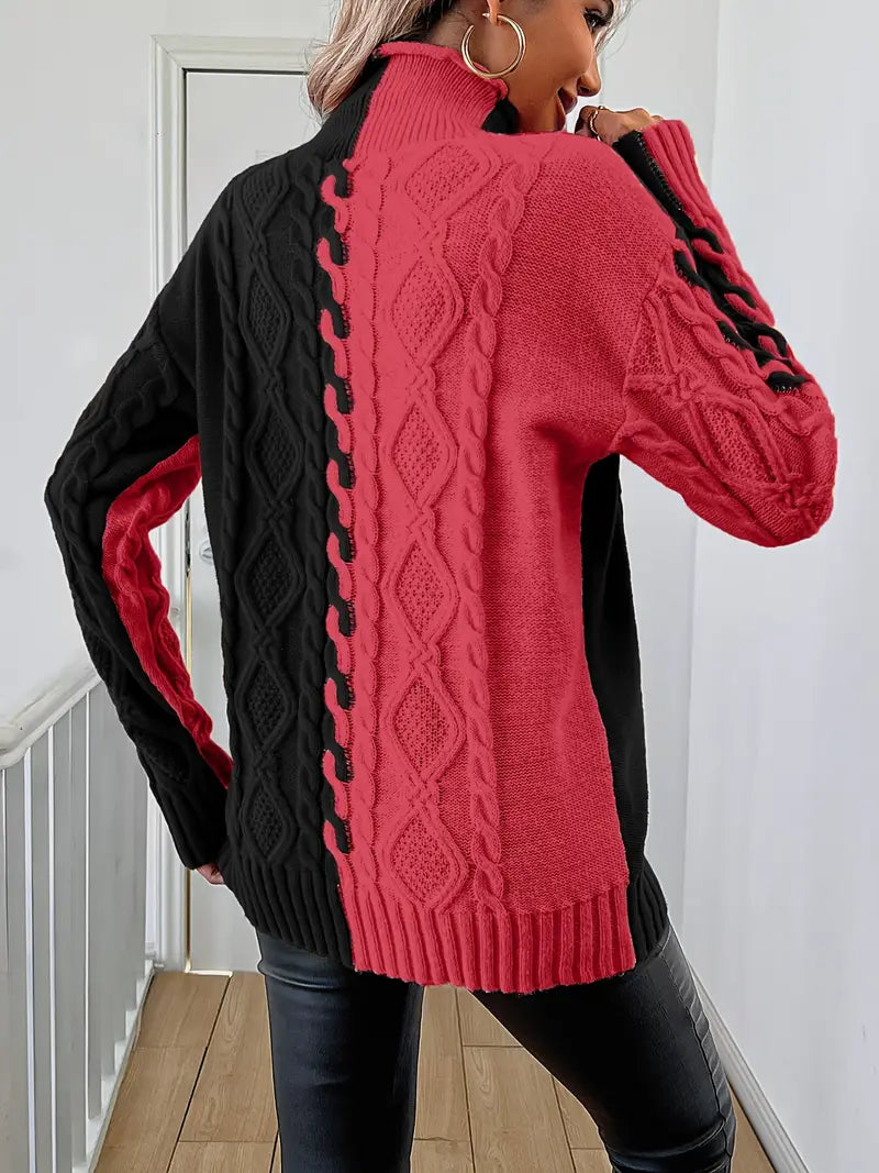 Isolde™ - Pull Tendance à Rayures avec Col Montant