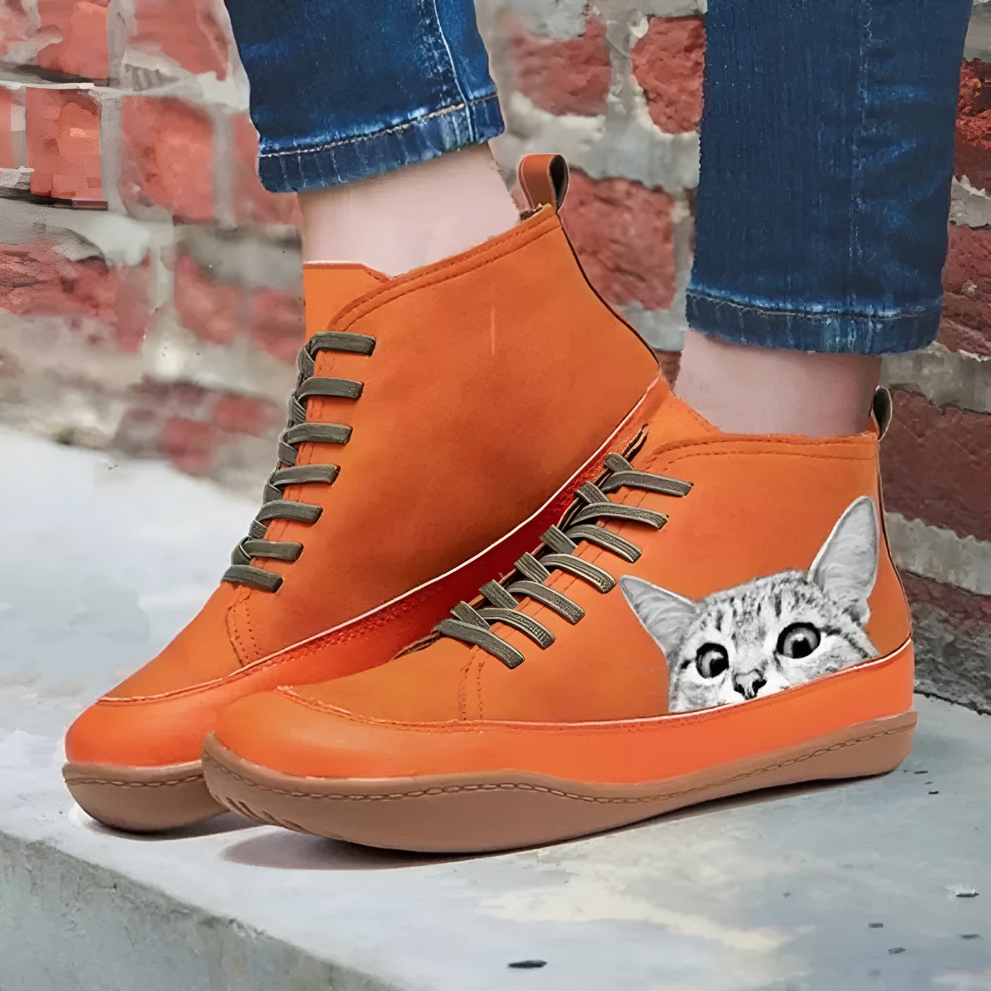 Sandrine™ - Bottines en cuir pour les amoureuses des chats