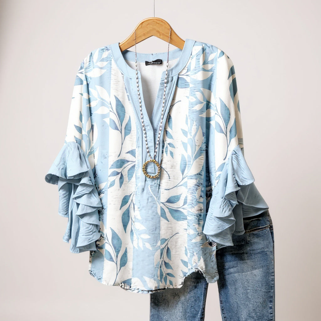 Hélène™ – Blouse Élégante à Fleurs