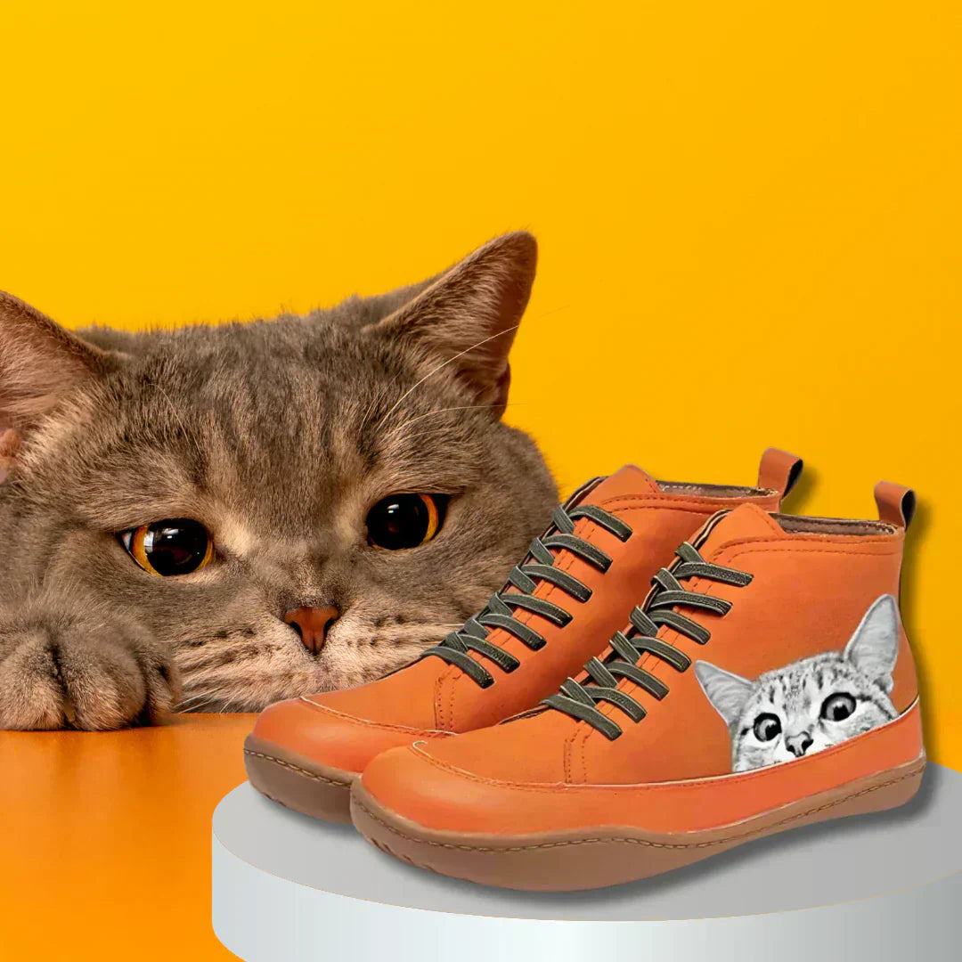 Sandrine™ - Bottines en cuir pour les amoureuses des chats