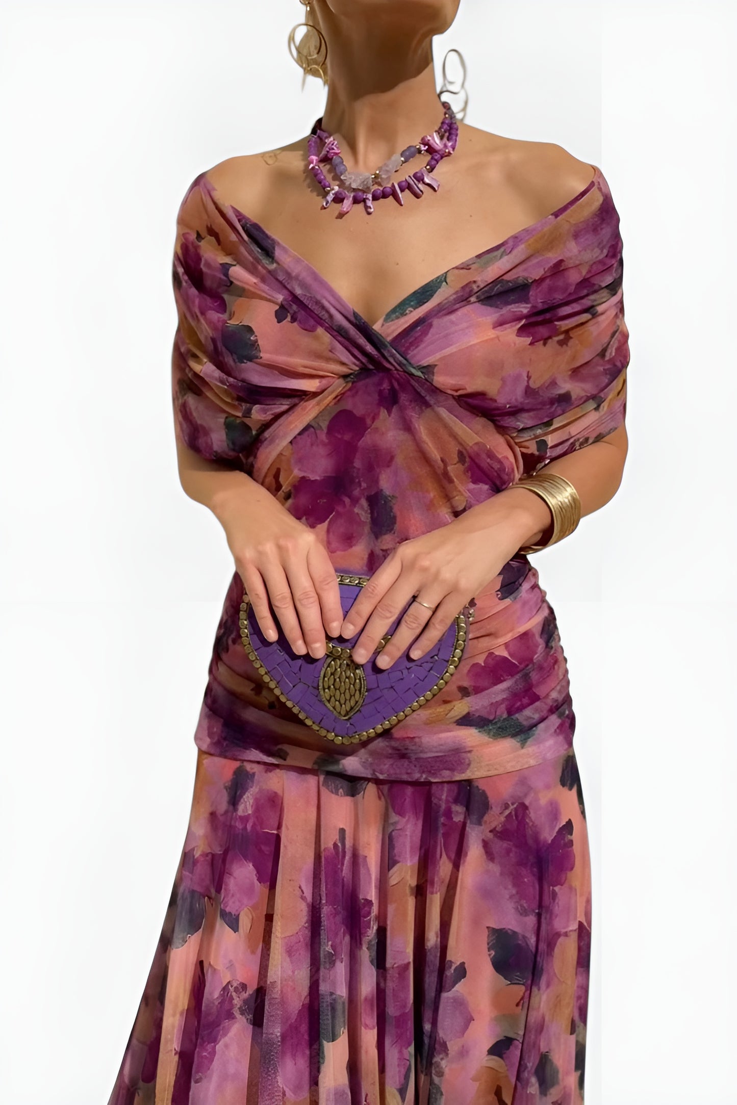Alondra™ – Robe Longue Fleurie à Col en V