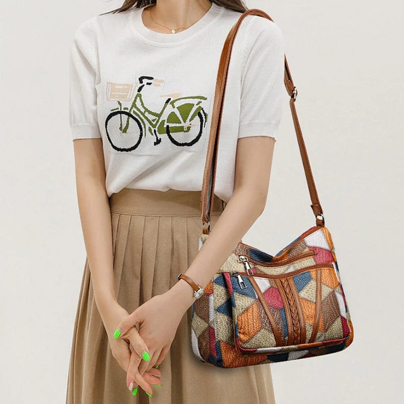 Adèle - Sac à main en cuir mosaïque