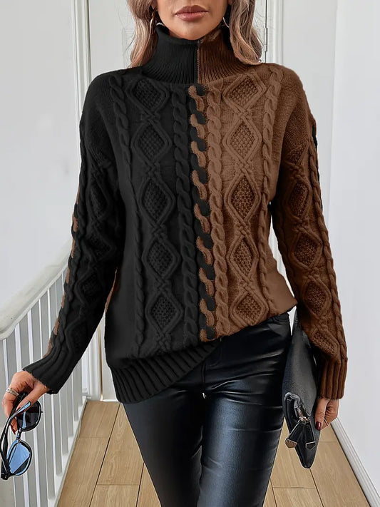 Isolde™ - Pull Tendance à Rayures avec Col Montant