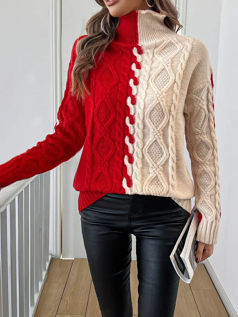 Isolde™ - Pull Tendance à Rayures avec Col Montant