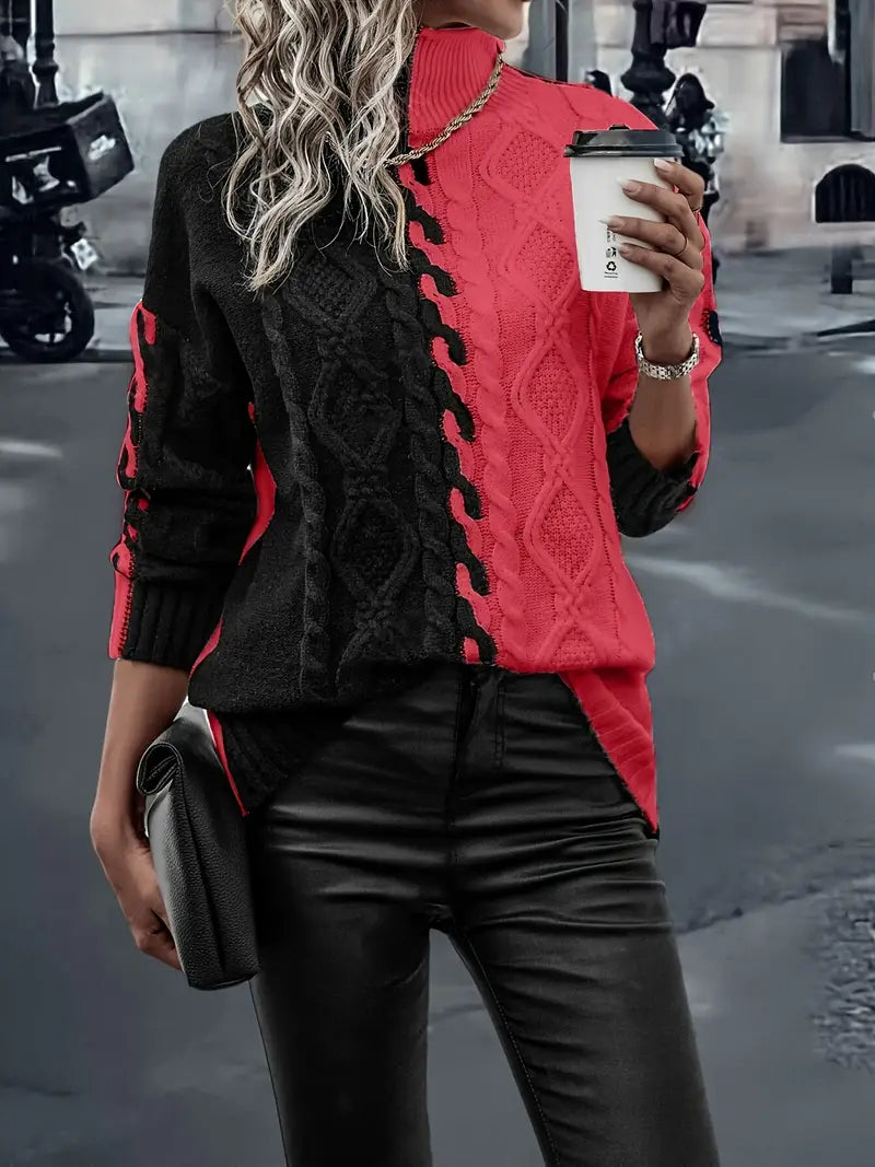 Isolde™ - Pull Tendance à Rayures avec Col Montant