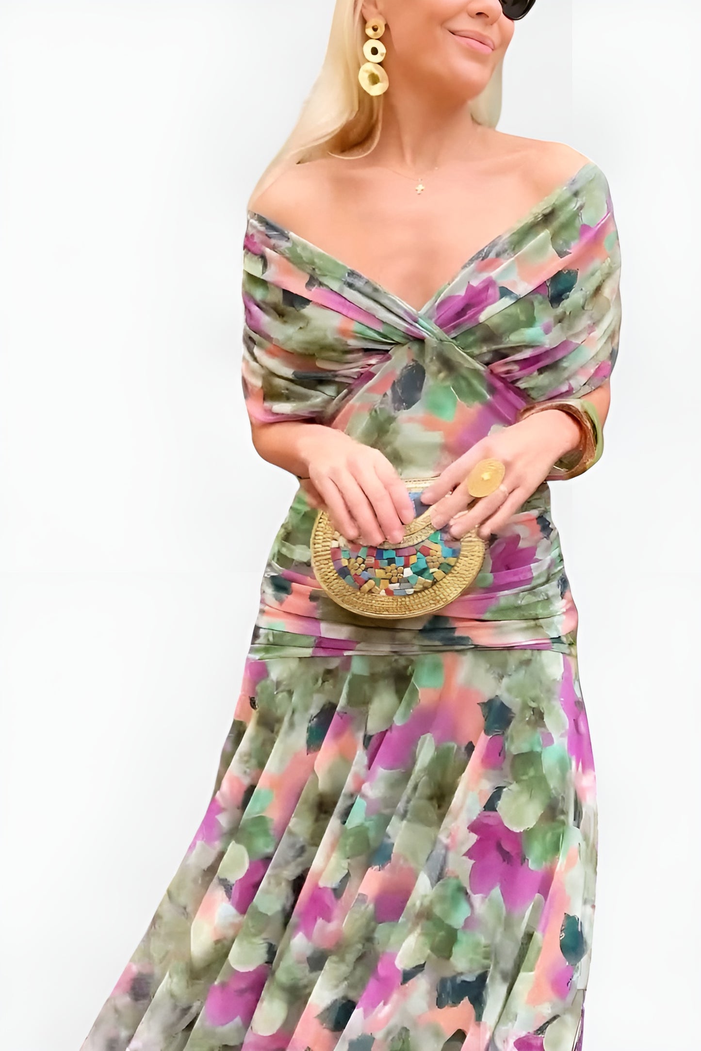 Alondra™ – Robe Longue Fleurie à Col en V
