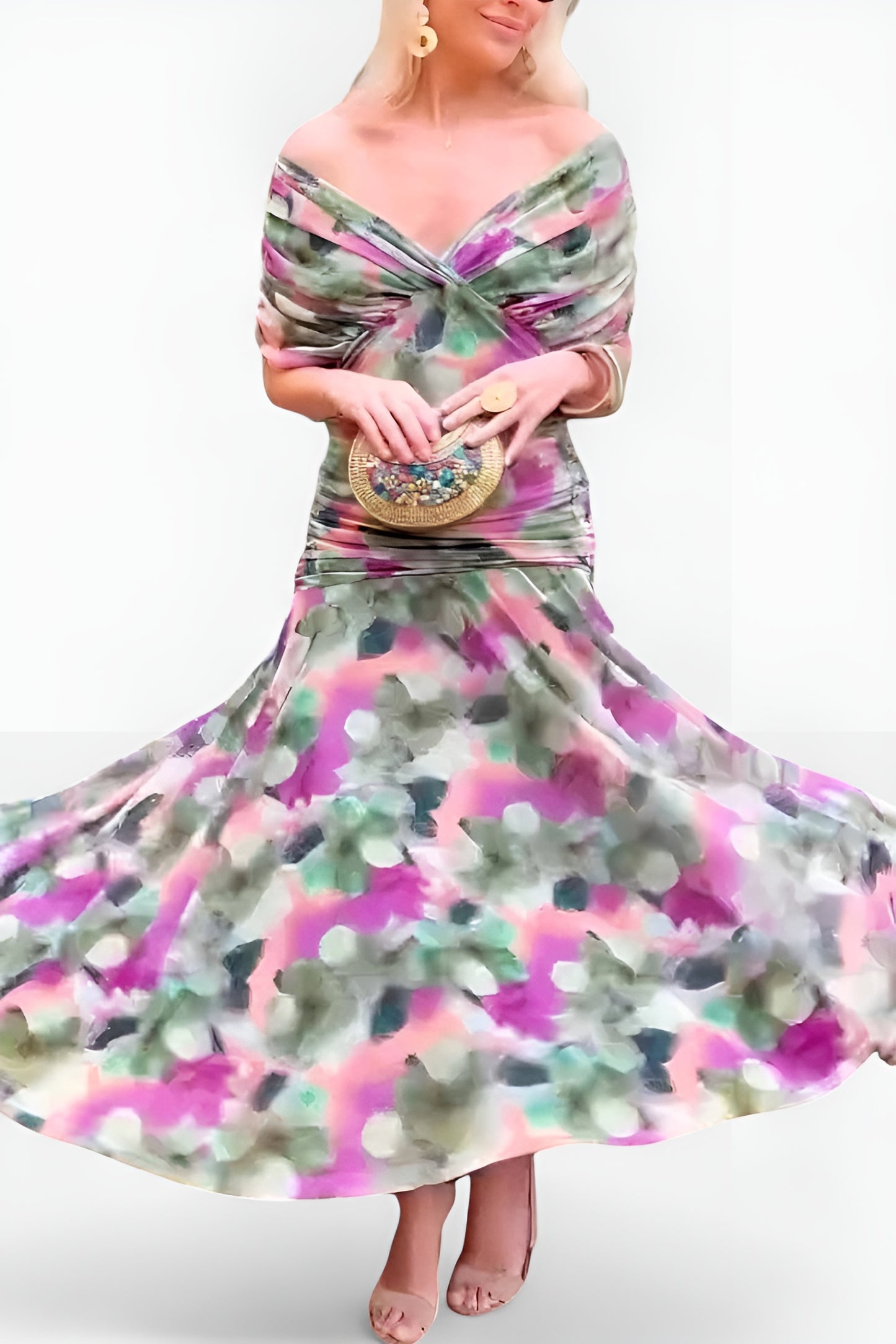 Alondra™ – Robe Longue Fleurie à Col en V