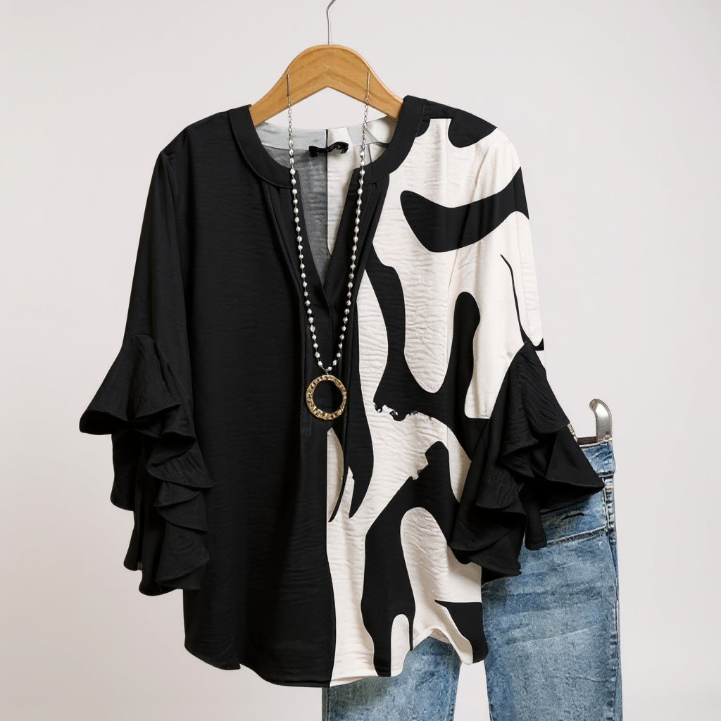 Hélène™ – Blouse Élégante à Fleurs