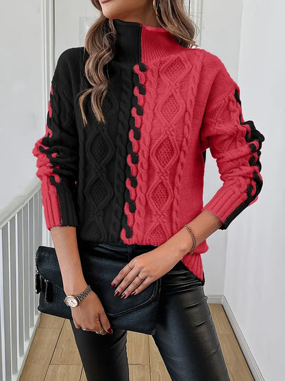 Isolde™ - Pull Tendance à Rayures avec Col Montant