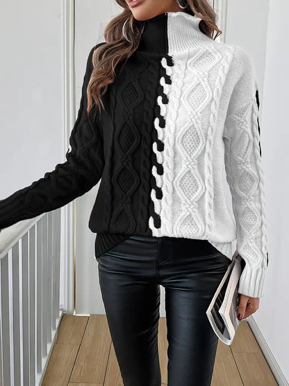 Isolde™ - Pull Tendance à Rayures avec Col Montant