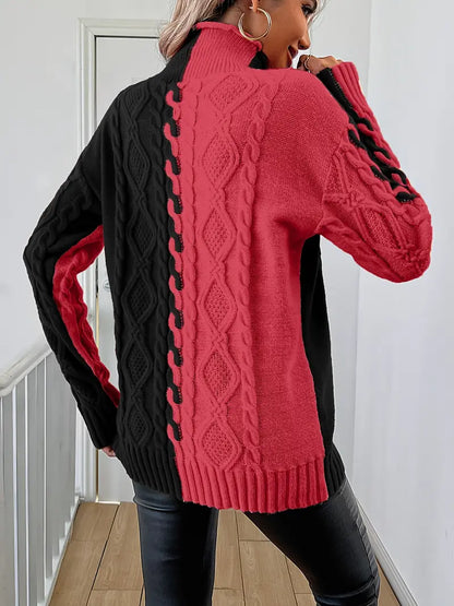 Isolde™ - Pull Tendance à Rayures avec Col Montant