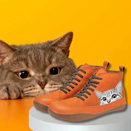 Sandrine™ - Bottines en cuir pour les amoureuses des chats
